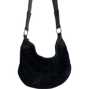 Vintage Mark Cross Black Suede Slouchy Hobo/Shoulder Purse -  Rare Find
